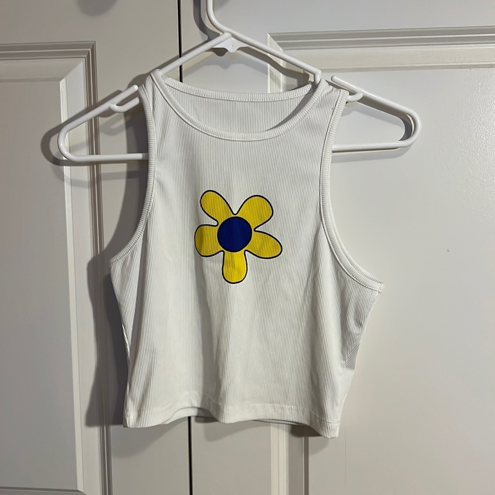 High Neck flower cropped tank
